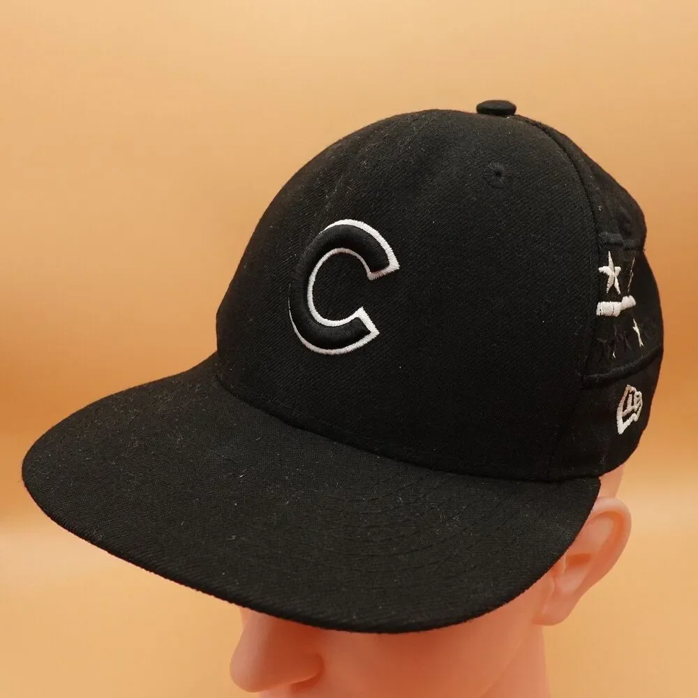 Chicago Cubs Hat Cap Snap Back Black White Stars MLB Baseball New Era Mens